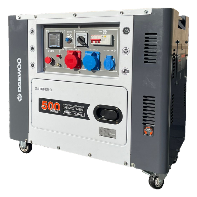 Strømgenerator/nødstrøm Daewoo DDAE10500DSE-3G med 8.1kvA - diesel
