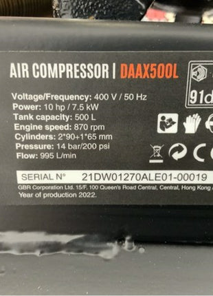 Compressore d'aria 500L Daewoo DAAX500L