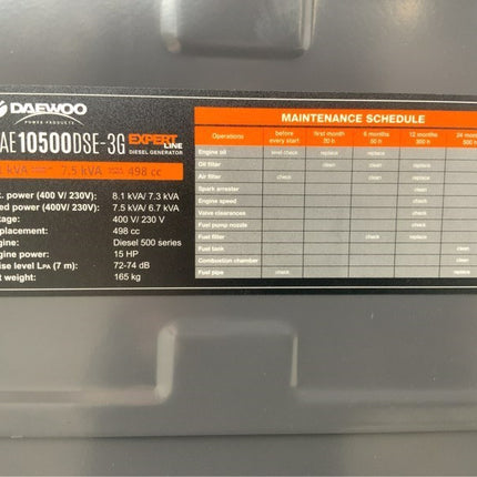 Power generator / emergency power Daewoo DDAE10500DSE-3G with 8.1kvA