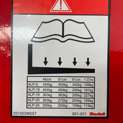 Assembly lift Mantall ALP15, load 363 kg, 5 meter chassis height