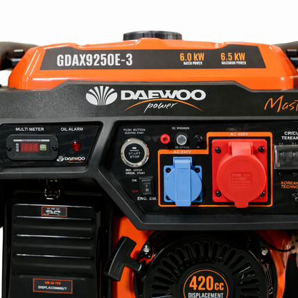 Daewoo GDAX9250E-3 Stromgenerator 6,5 kW – 230/400 V Benzinaggregat mit E-Start & AVR