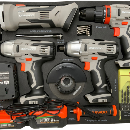 Daewoo Power-Tool Set 4 in 1 – Akku-Werkzeugset für professionelle Ansprüche