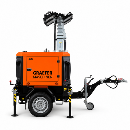 Graefer Beta LED Πόλος φωτός 8,4 m | Υδραυλικά | 400.000 lumens | Στάδιο V Diesel | Ρυμουλκούμενο δρόμου | 200 ώρες αυτονομίας