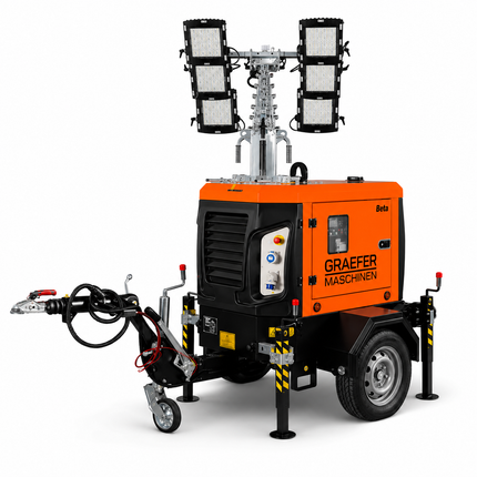 Graefer Beta LED Πόλος φωτός 8,4 m | Υδραυλικά | 400.000 lumens | Στάδιο V Diesel | Ρυμουλκούμενο δρόμου | 200 ώρες αυτονομίας