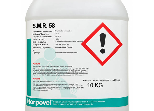 Horpovel S.M.R. 58 Reinigungsmittel für Scheuersaugmaschinen – 10 kg – Etikett