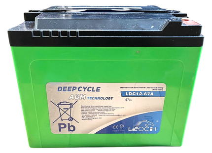 AGM-Batterie 12 V / 67 Ah Leoch LDC12-67A für Aufsitz-Kehrmaschine Daewoo DAS80 / Kremer KRYSZ4 / Graefer KM80-PRO