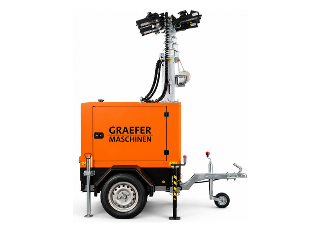 Graefer Alpha LED-Lichtmast 7,6 m, 4 × 320 W LED, Straßenanhänger, Stage V, 145 Stunden Autonomie – Ansicht 2